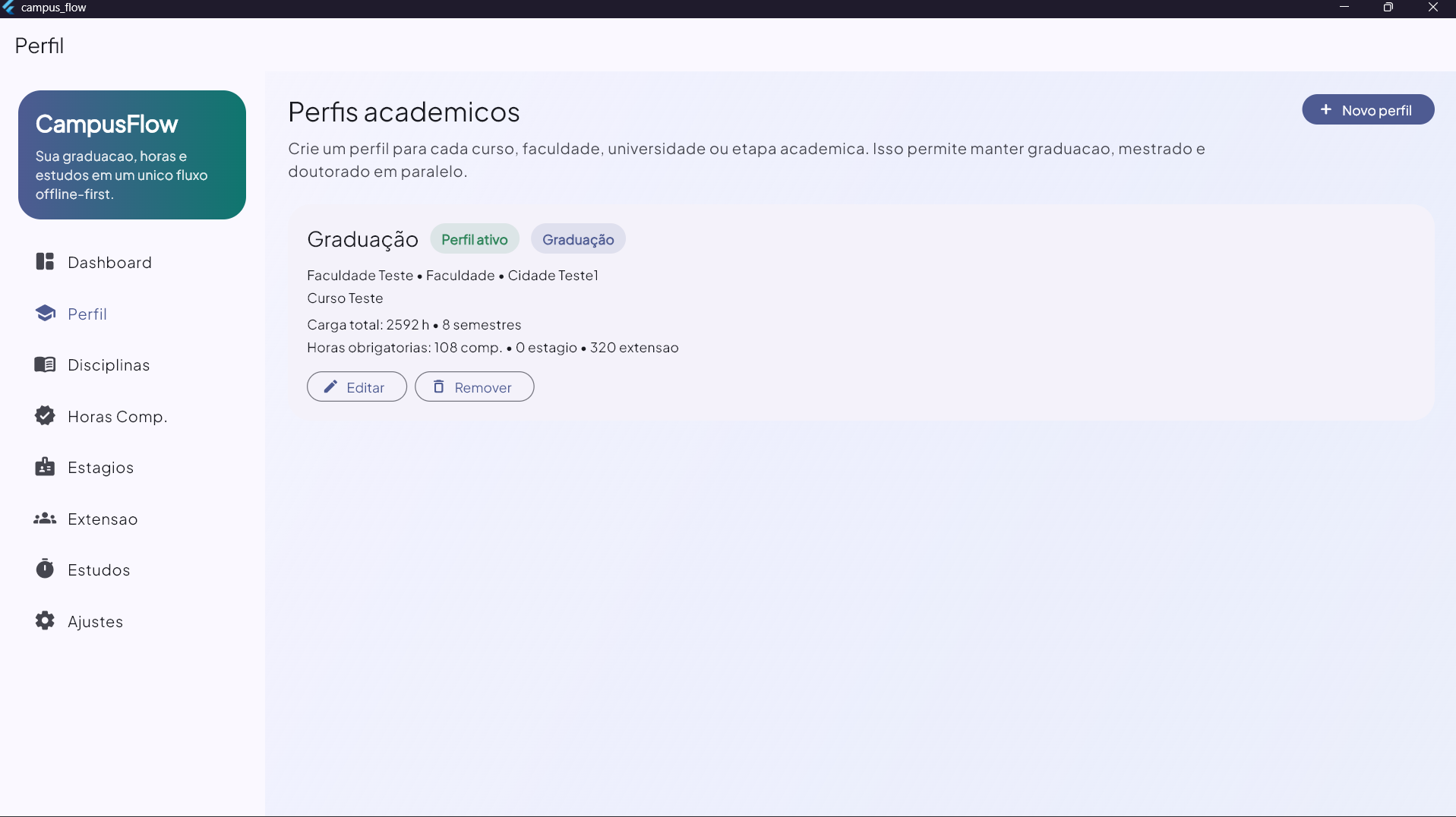 CampusFlow desktop screen showing academic profiles